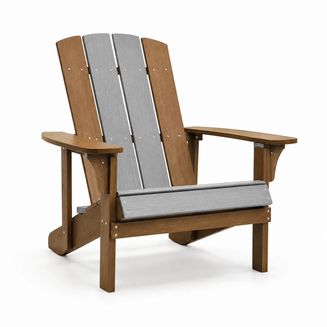 Adirondackstuhl Akazienholz und Stahl Braun/Grau