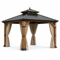 Holzpavillon mit Metall- und Polyesterkomponenten