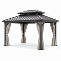 Rechteckiger Pavillon aus Aluminium und Stahl mit Vorhängen in Anthrazit 400x300 cm