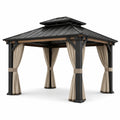 Gartenpavillon Metallbeine Stahldach Polyester Vorhänge 300x300 cm