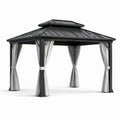 Aluminium Gartenpavillon mit Doppeldach in Anthrazit und Grau