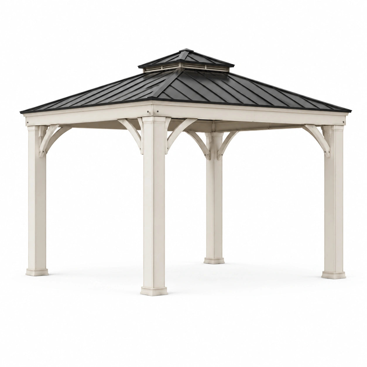 Metallpavillon mit Aluminiumpfosten und schwarzem Stahldach