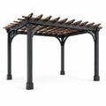 Stahl- und Holzpergola Braun Schwarz