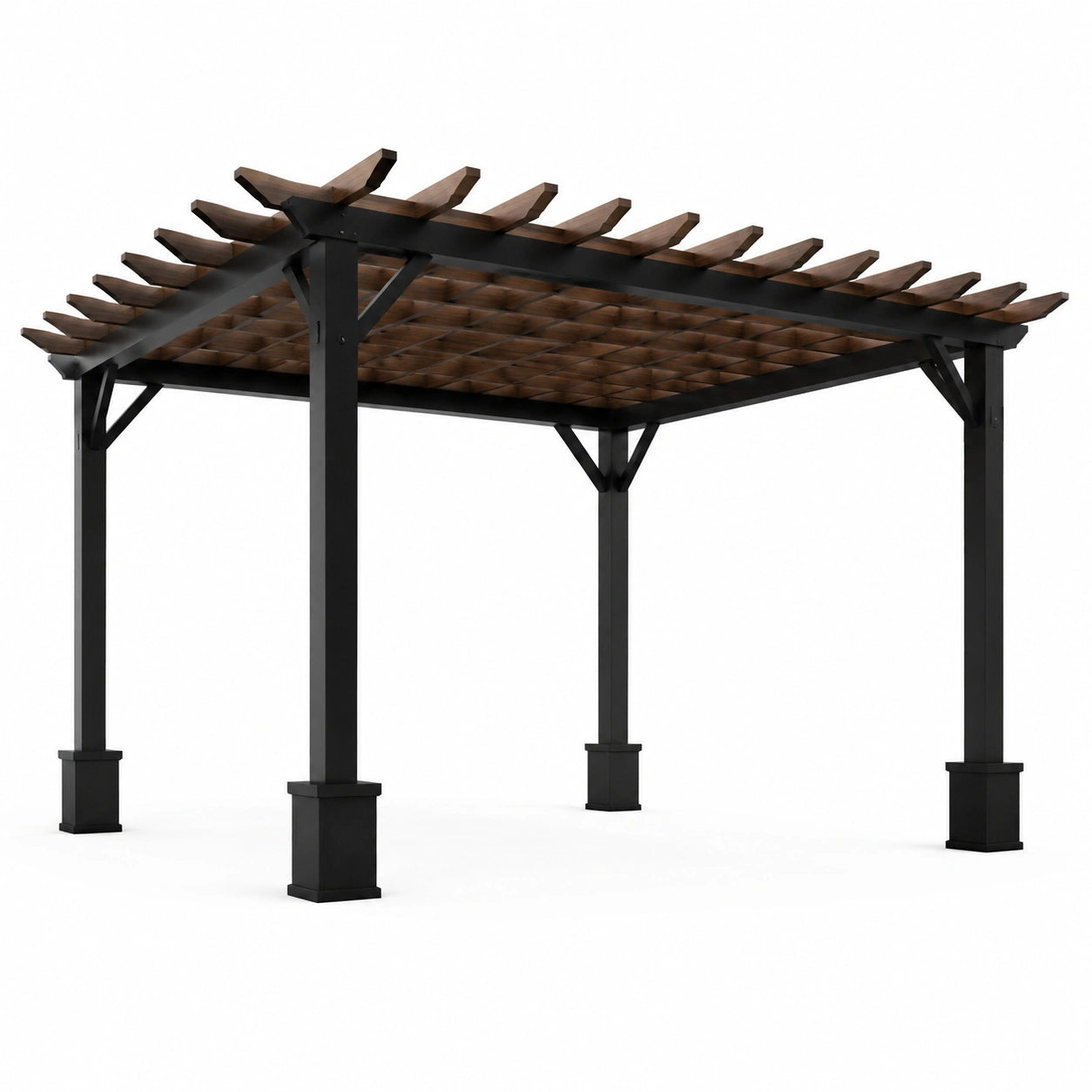 Aluminium Pergola mit Holzoptik 300x300 cm Schwarz/Braun