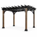 Pergola aus Metall und Holz Schwarz/Braun 300x300x240cm
