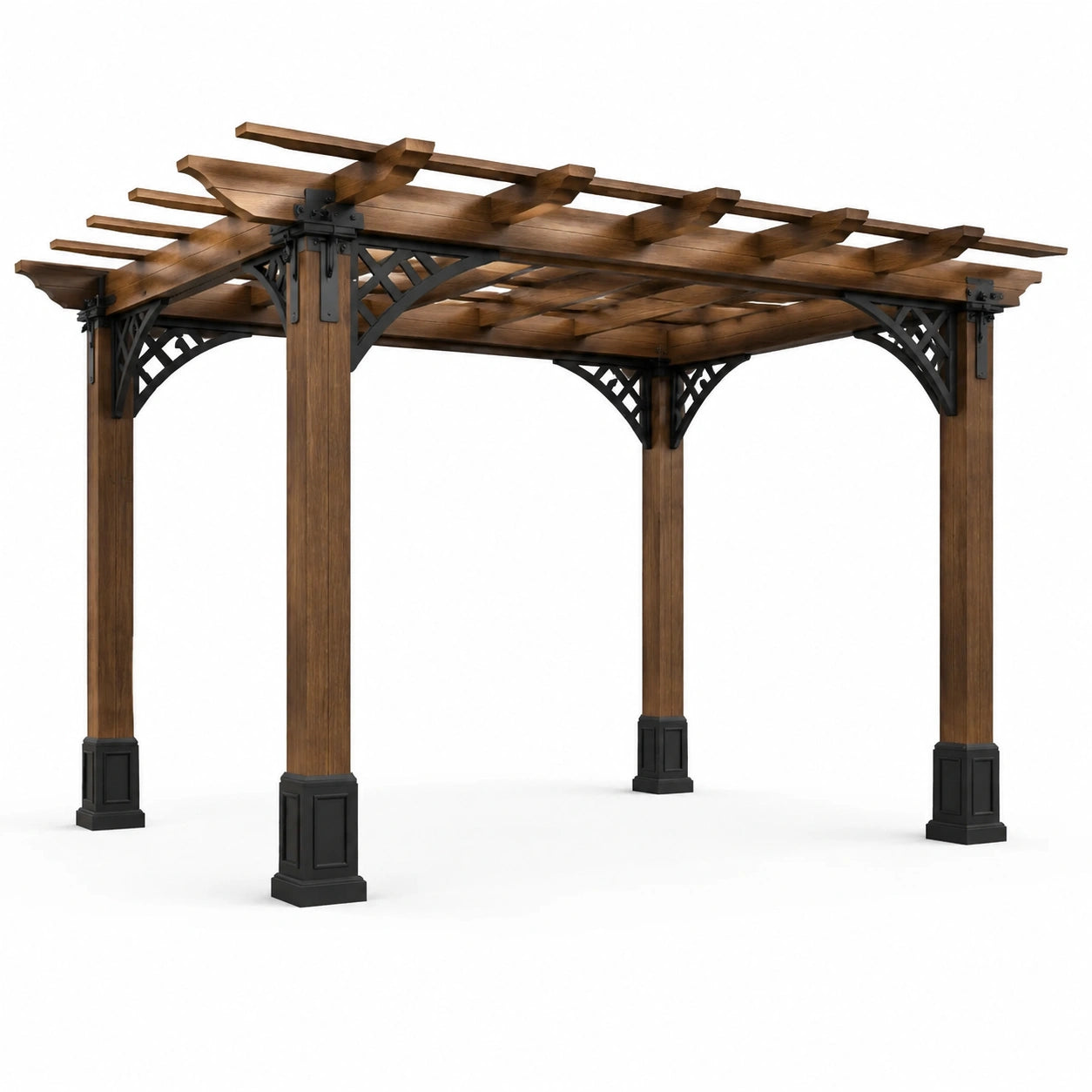 Pergola aus Akazienholz und Stahl Braun und Schwarz
