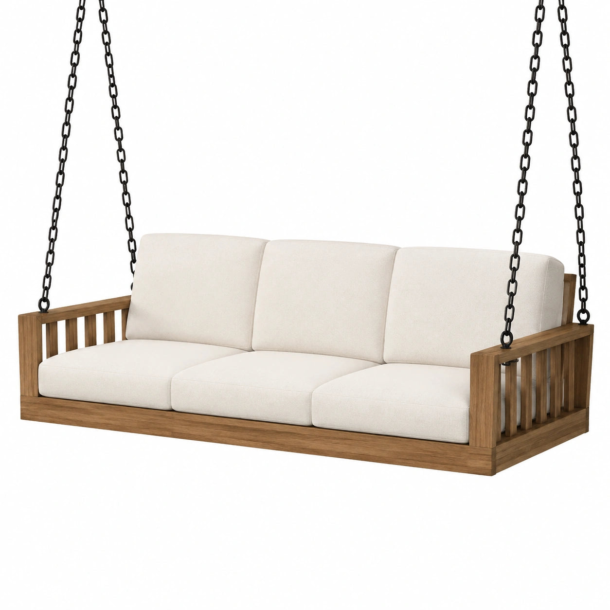 Teakholz Schaukelbank mit Polyester Kissen