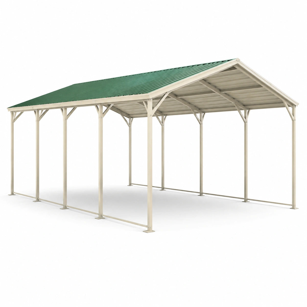 Metall Carport Pavillon Stahl Beige Grün 600x300x260 cm