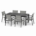 6-teilige Garten-Essgruppe aus Aluminium und Textil, Schwarz/Grau