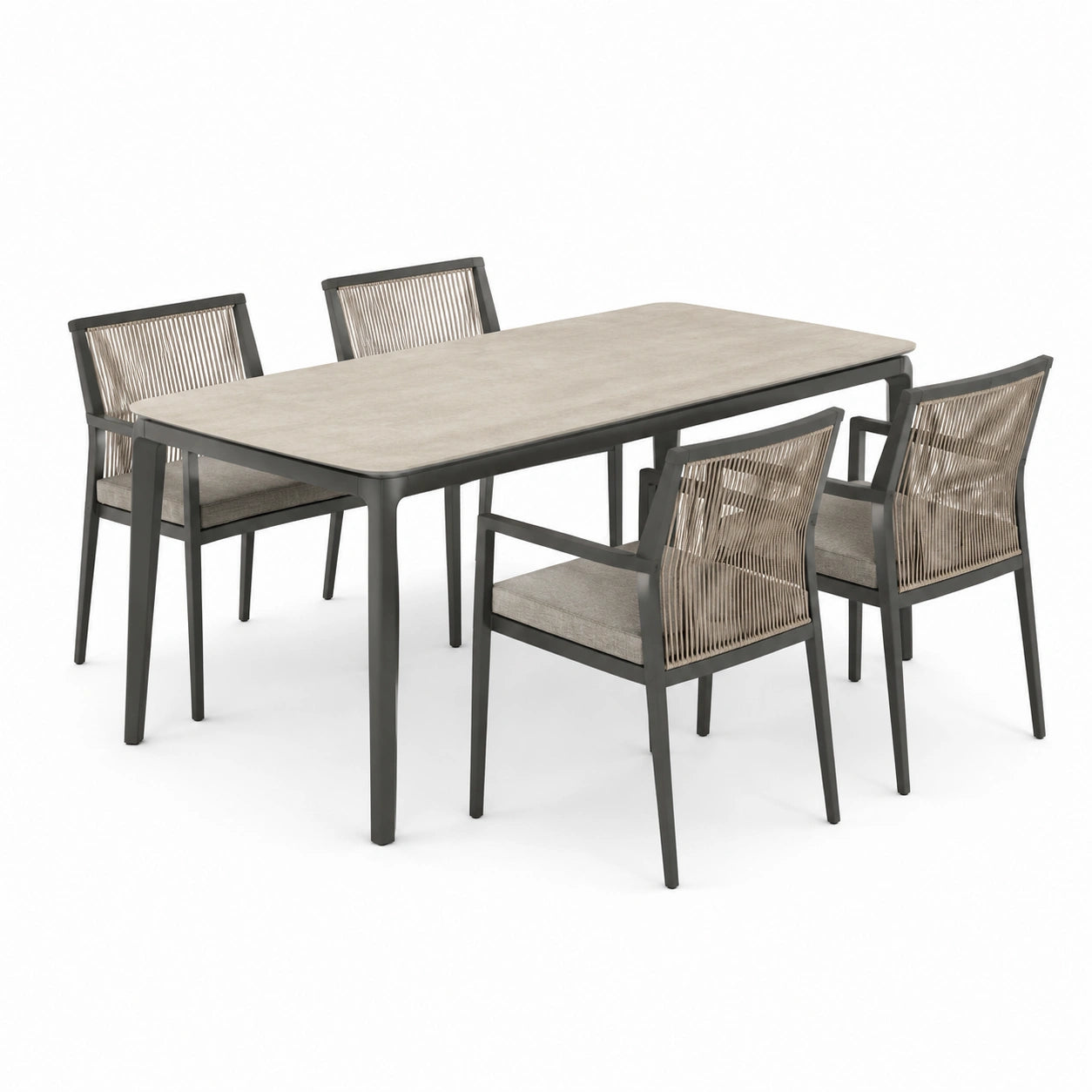 Garten-Essgruppe Aluminium Beige Rechteckig 150x90 cm 5-teilig