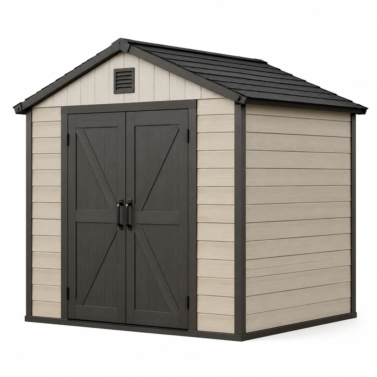 Kunststoff Gartenhaus Beige/Dunkelbraun 200x150x210 cm