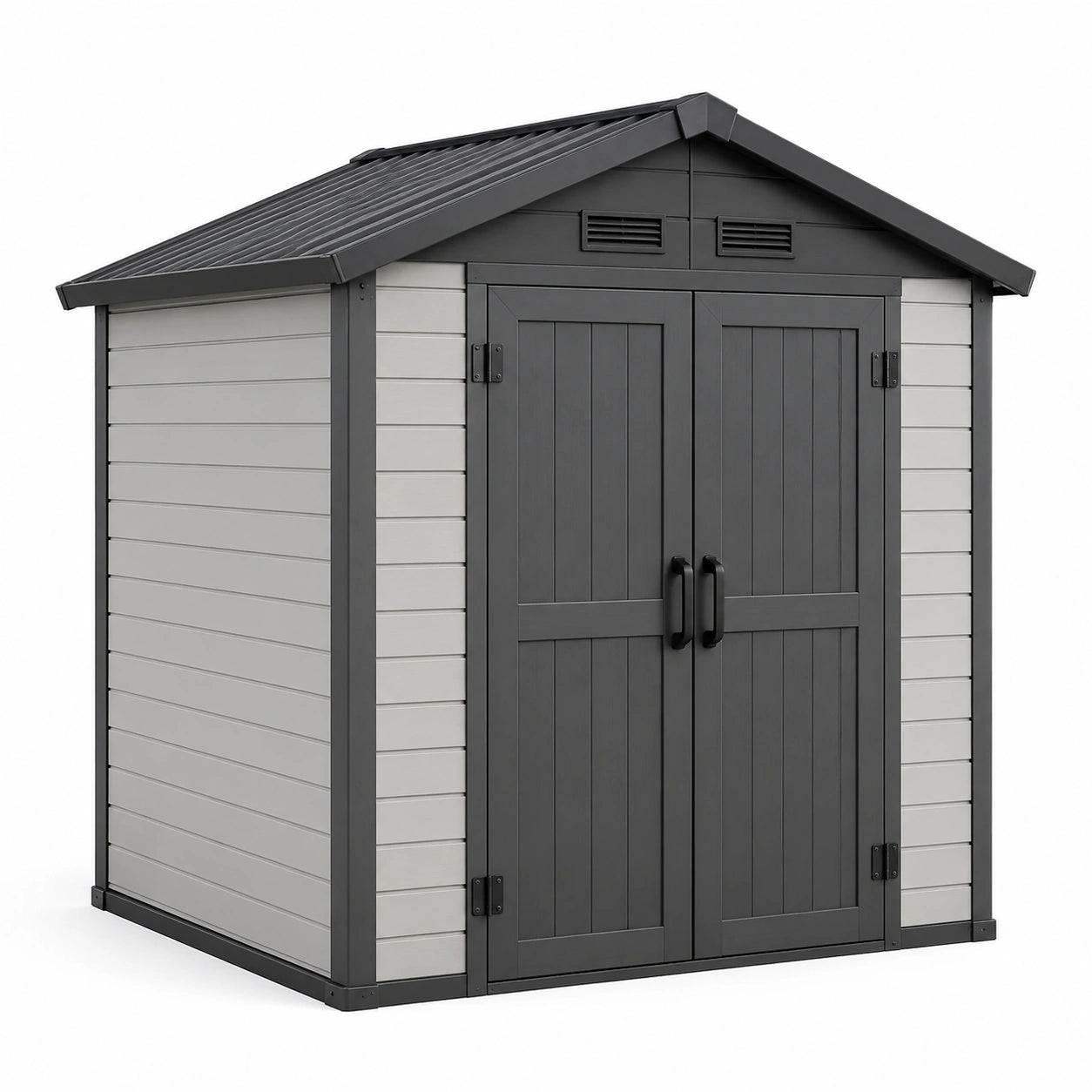 Kunststoff Gartenhaus Grau/Weiß 200x257x202 cm