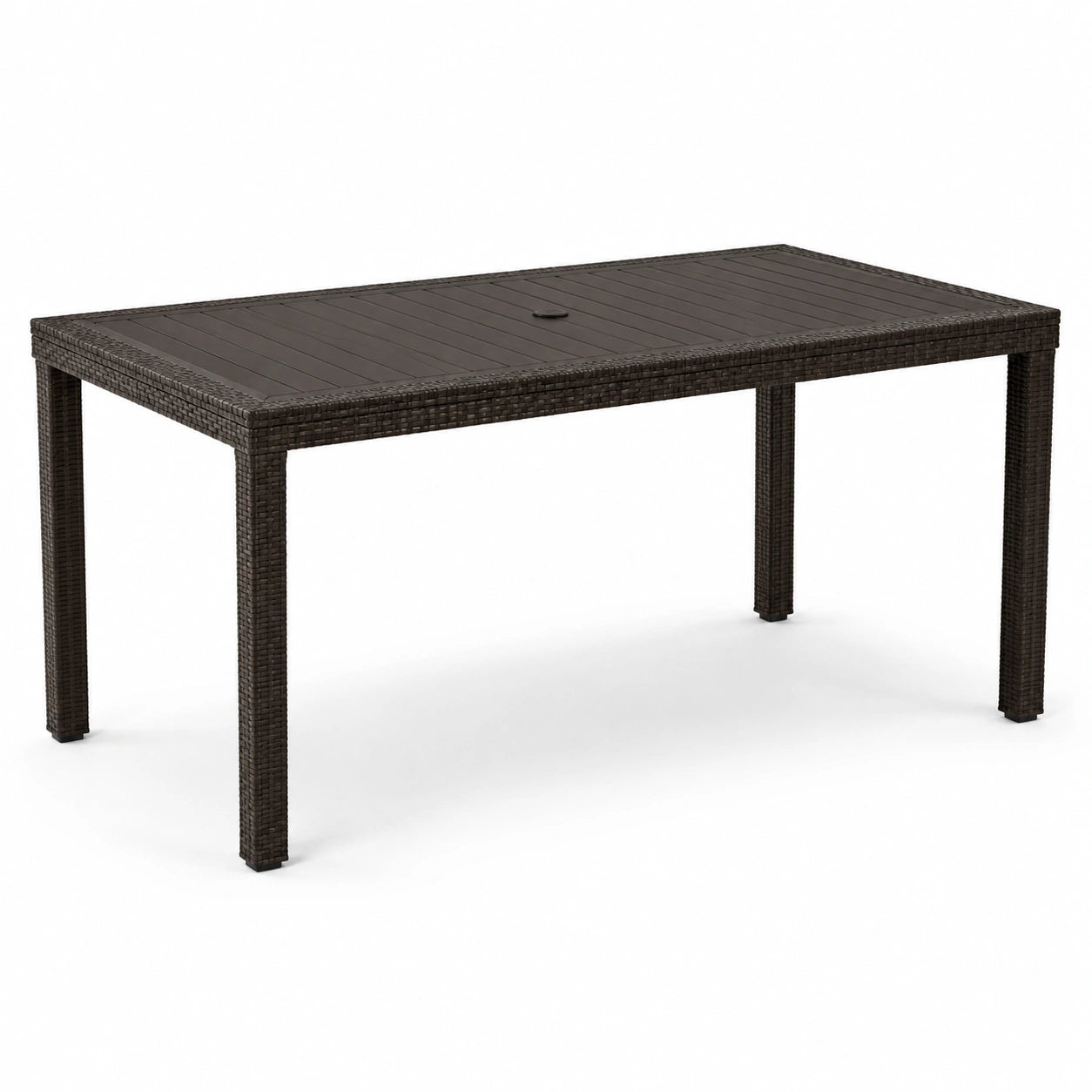 Rechteckiger Gartentisch aus Polywood und PE-Rattan Braun