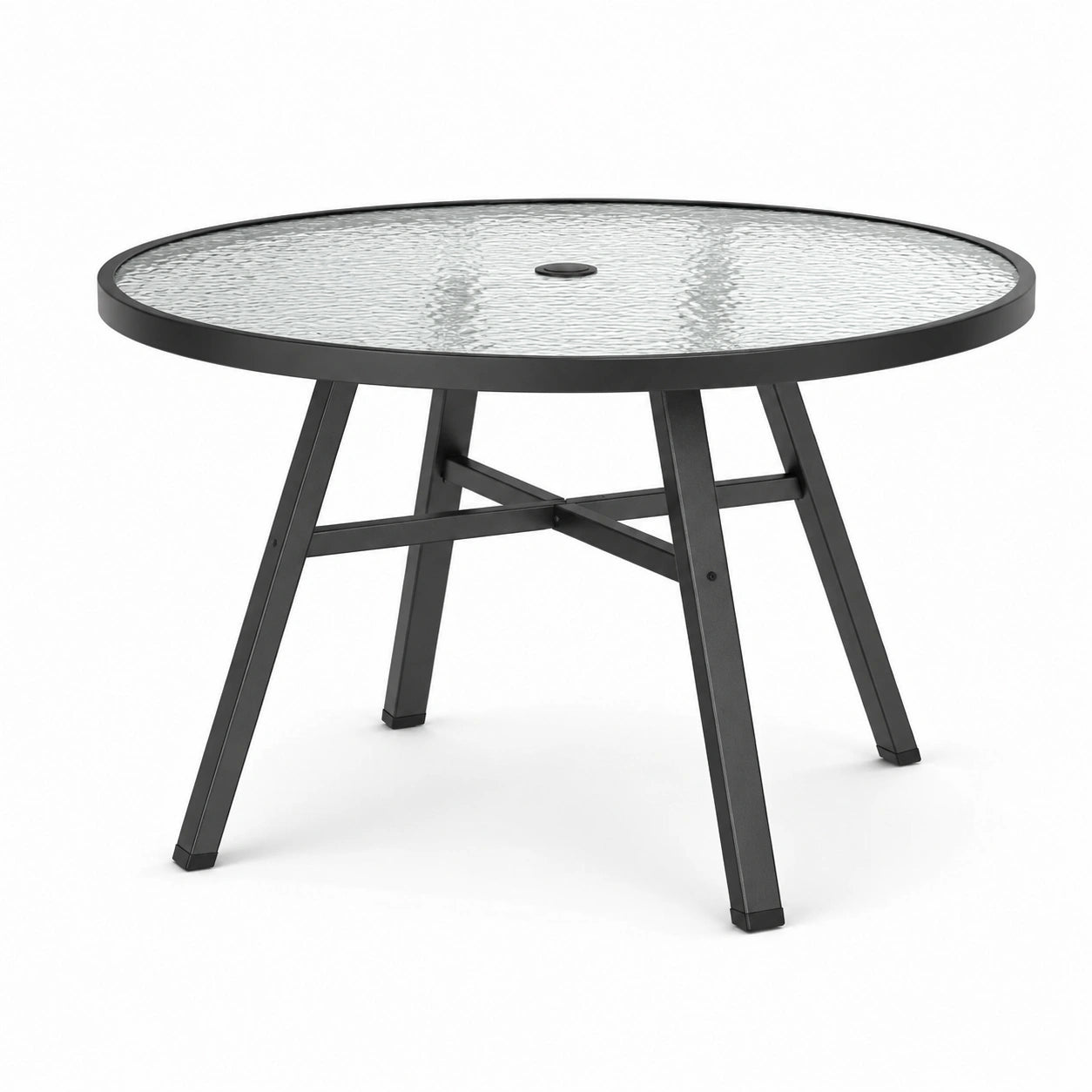 Runder Metalltisch mit gehärtetem Glas, Schwarz, Ø 90 cm
