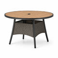 Runder Gartentisch Holz Metall Rattan Grau/Braun Ø100 cm