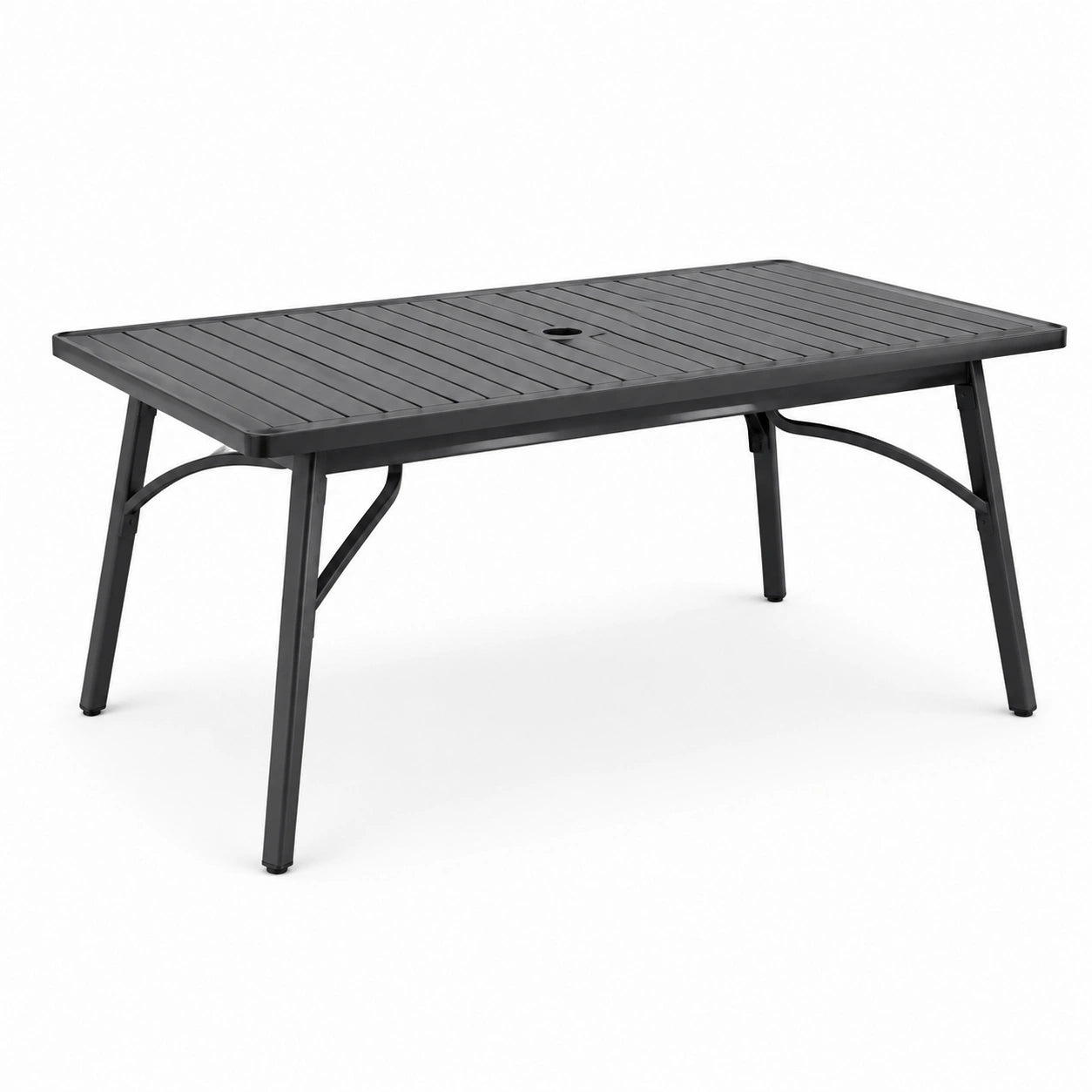 Gartentisch Aluminium Schwarz mit Sonnenschirmöffnung