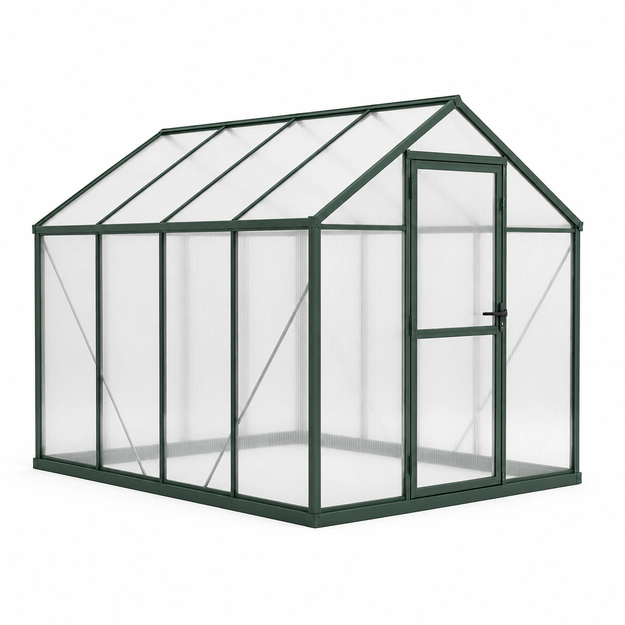 Gewächshaus Aluminium Polycarbonat Grün 250x190x195cm