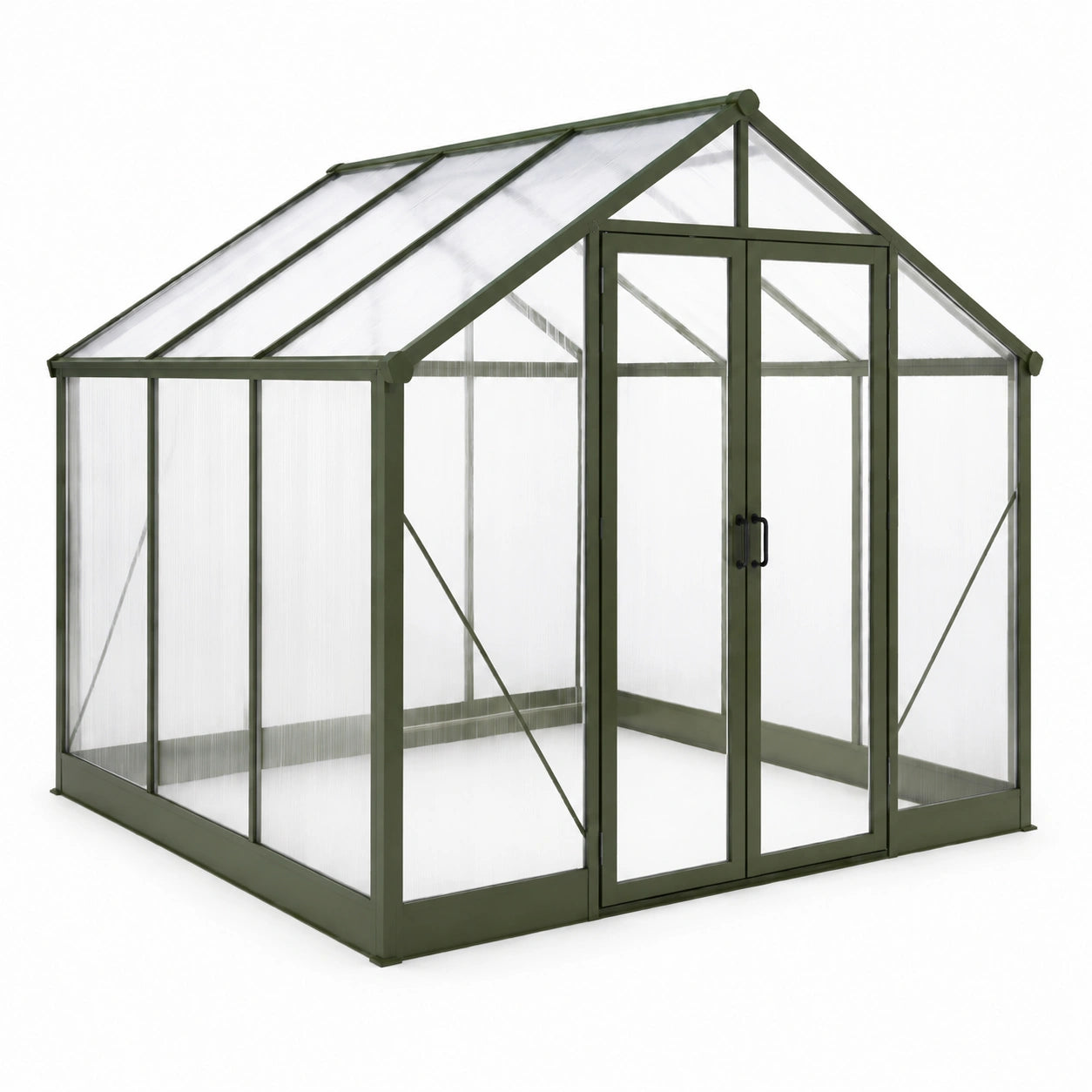 Gewächshaus Aluminium Polycarbonat 200x190x195 cm Grün