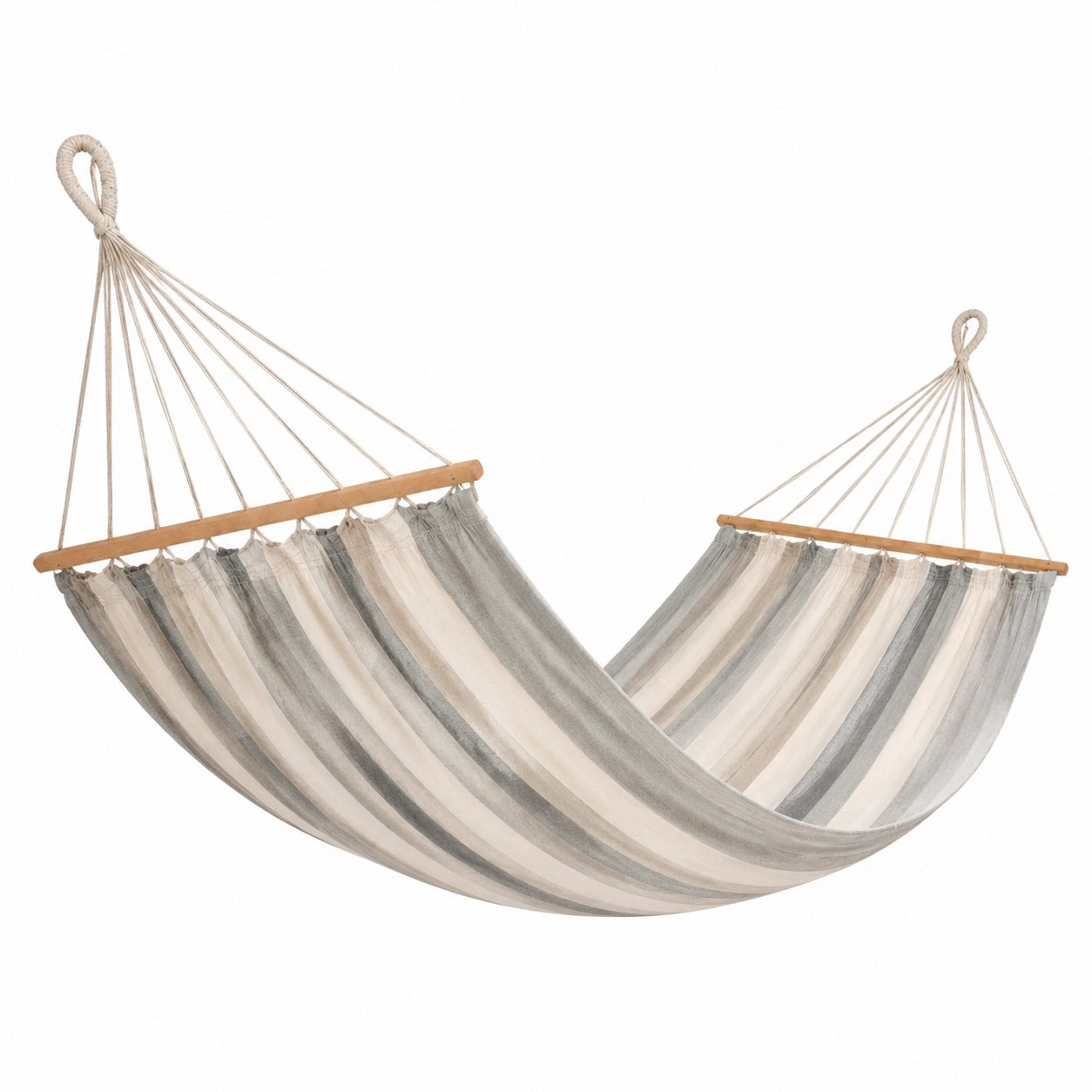 Hängematte Baumwolle Grau/Beige Streifen