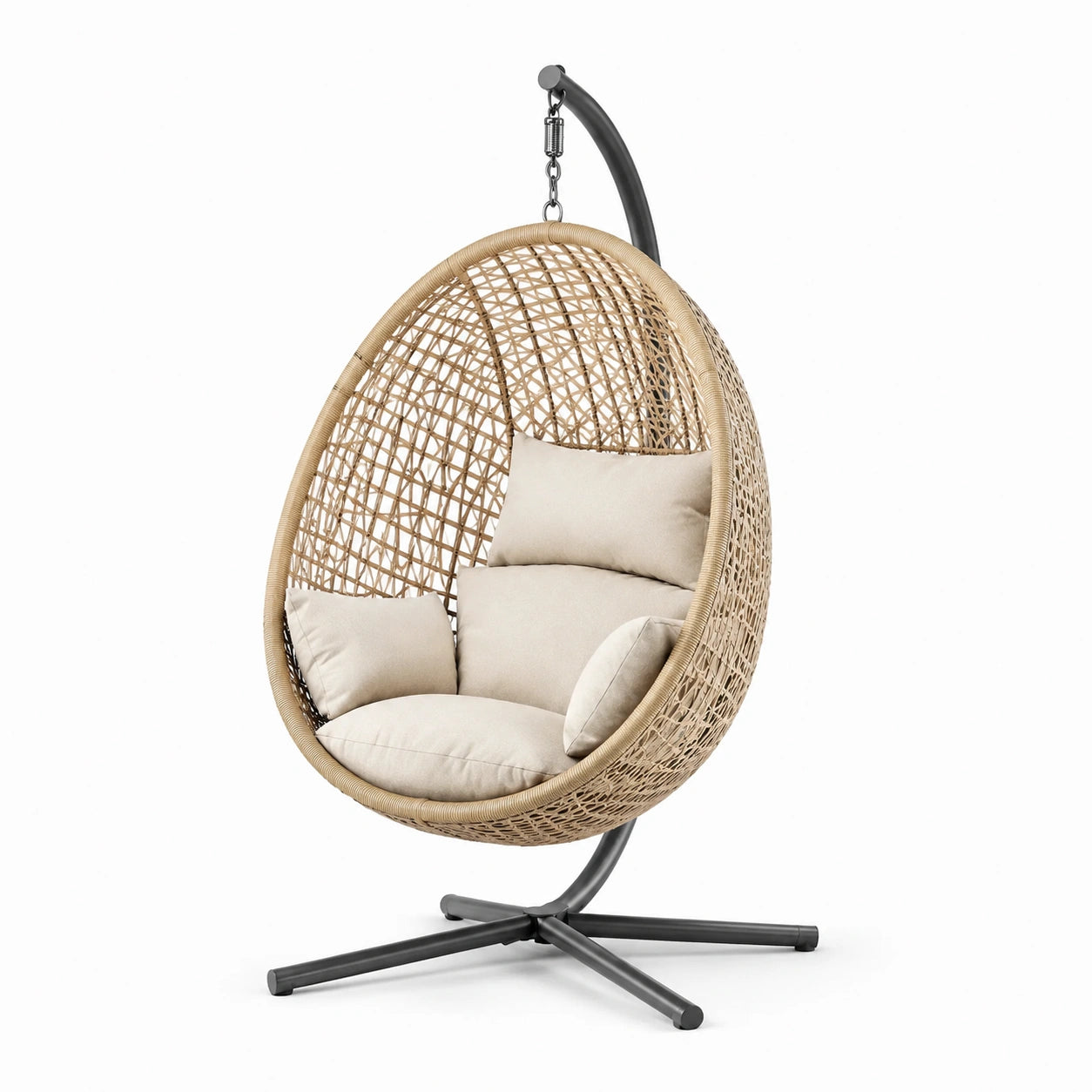 Hängesessel Rattan Beige Stahlgestell