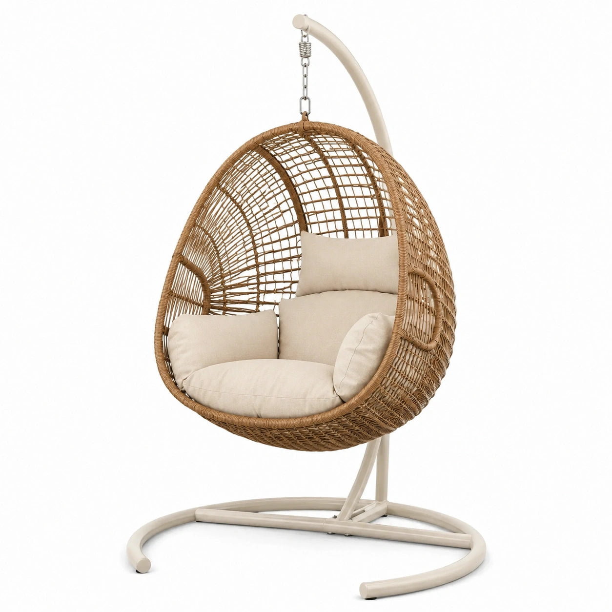Rattanhängesessel mit Stahlgestell und Polyesterkissen 200 cm