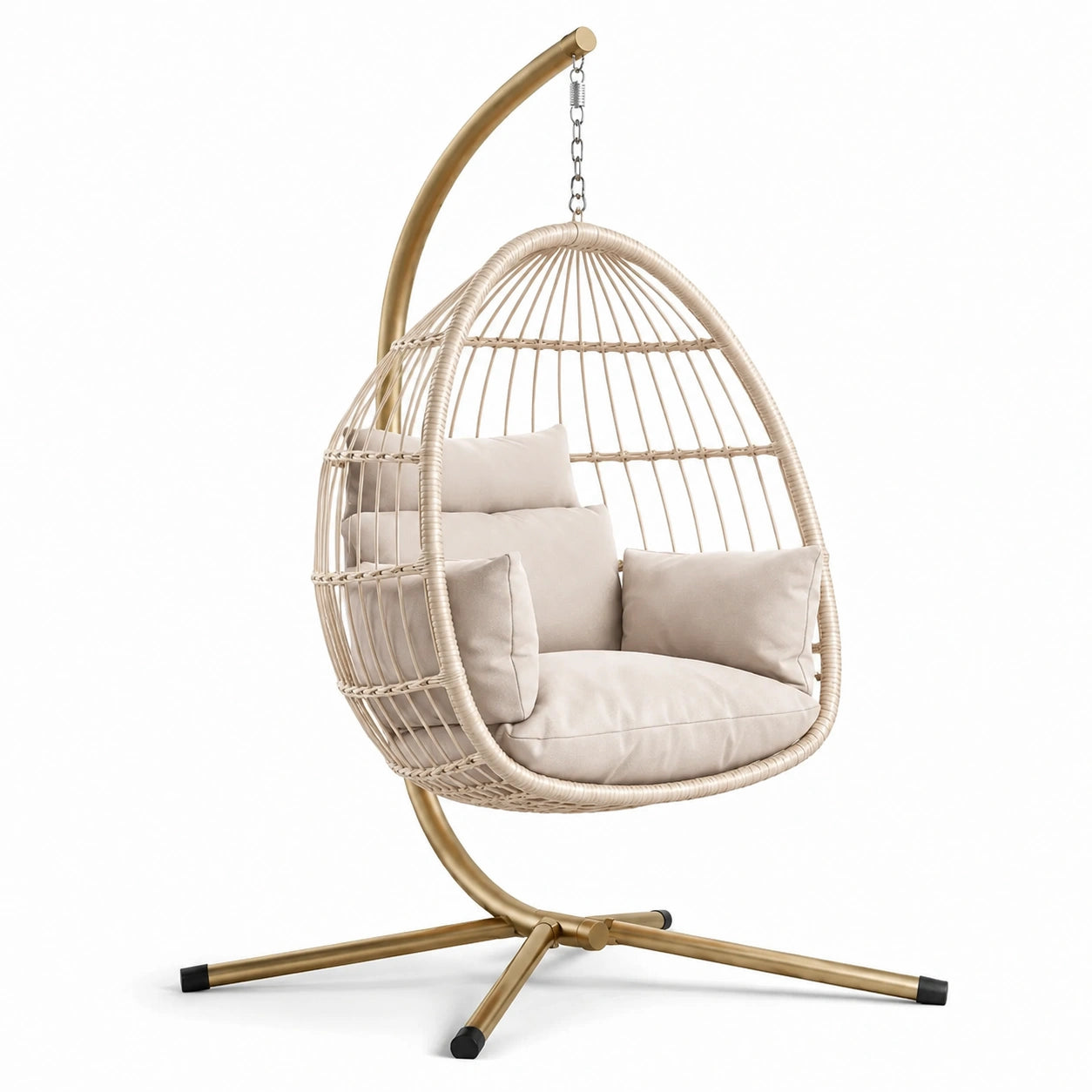 Hängesessel aus Rattan Beige mit Stahlgestell